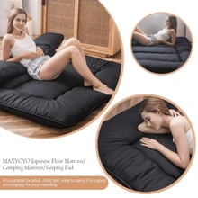 Japanese Floor Mattress, 4" Thicken Tatami Mat Sleeping Pad Foldable Roll Up Mattress Boys Girls Dormitory Mattress Pad Kids Floor Lounger Pillow Bed, Black, Twin Size