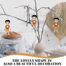 5pcs Wooden Boy & Girl Decorative Pieces, Children's DIY Painting Wood Craft Decoration