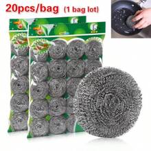New 20pcs/Bag Stainless Steel Cleaning Ball Kitchen Cleaning Brush Pot Brushing Dish Steel Ball