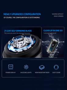 Afeitadora eléctrica para hombres, afeitadora eléctrica resistente al agua, recortadora de barba portátil y de viaje - Multicolor - Ver 5