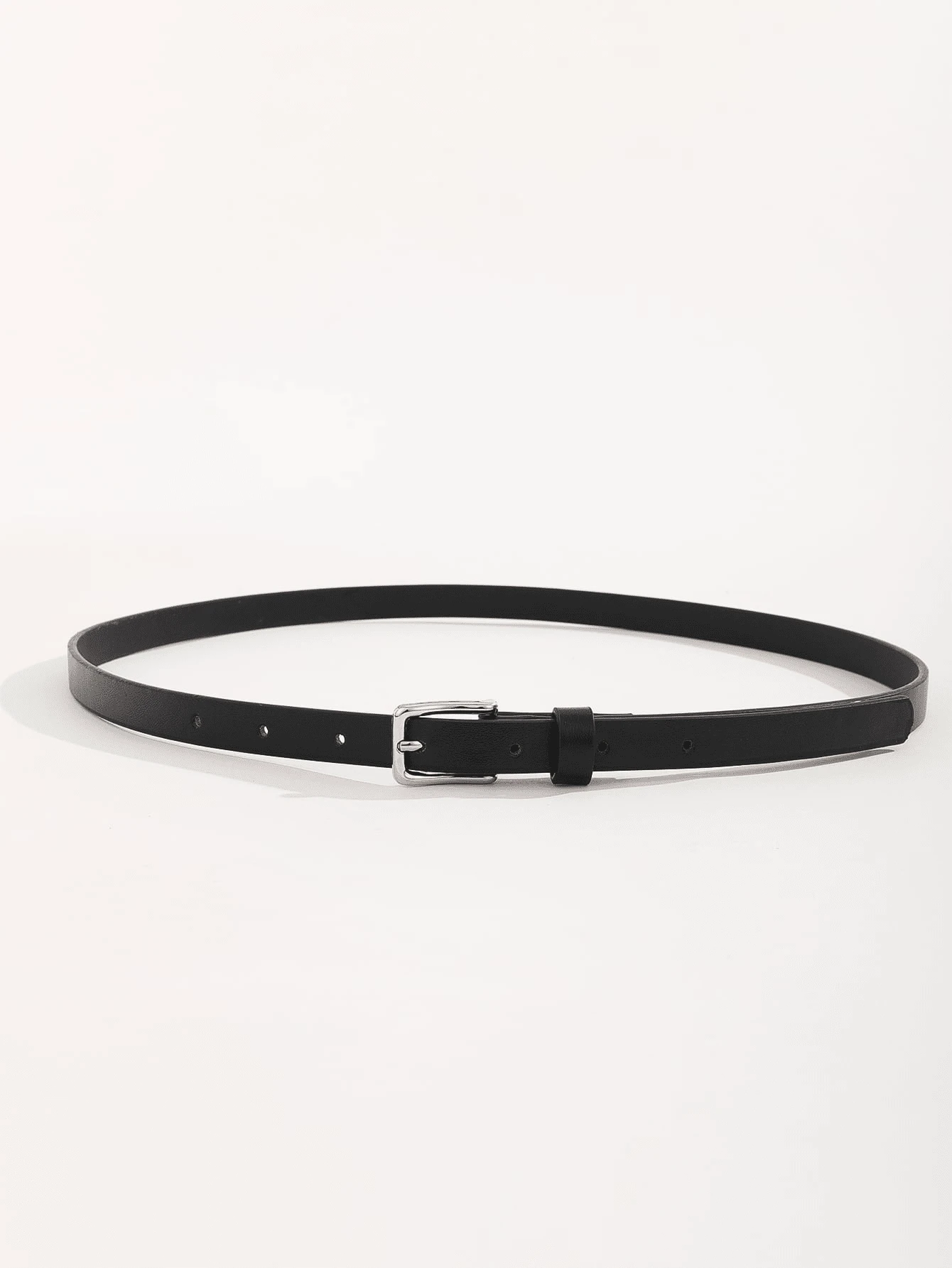 1pc Women's Fashionable Thin Casual Belt, Versatile Solid Color PU(Polyurethane) Belt For Spring, Summer, Autumn, Winter Fall, Autumn, Halloween - Black - View 1