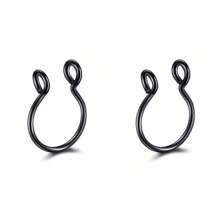 2Pcs Men's Fake Septum Nose Hoop Ring Stainless Steel Faux Lip Ear Nose Septum Ring Non Piercing Clip On Nose Hoop Ring Body Piercing Jewelry Gift