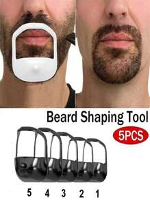 5pcs Mustache Styling Templates, 5-Piece Beard Shaping Template, Beard Guide