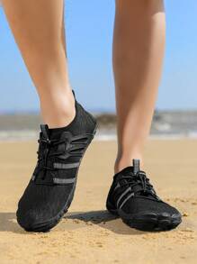 情侣水鞋适合户外游泳、涉水、浮潜、防滑、快干、适合海滩、室内健身 - 黑色 - 查看 4