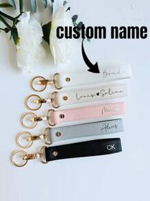 Personalized Name Keychain, Personalized Large Ring Keychain - Custom Keychain - Wristband Keychain - Bag Pendant - Car Keychain - Women's Gift - Luggage Tag, Faux Leather, Personalized Leather Heart-Shaped Keychain, Gifts For Her, All-Purpose, Large Capacity, Versatile, Multifunction, Commuting, Business Casual, Basics, Custom, For Birthdays, For Holiday/ Vacation, For Outdoors/Outings/Travel/Hiking/Stadium/Sports/Climbing, For Business/Commute/Work/Office