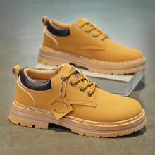 时尚牛津低帮休闲纯色系带鞋，圆头，适合日常休闲穿着，四季简约商务休闲鞋 - ST666卡其 - 查看 3