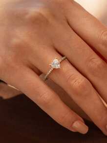 1 件 925 纯银心形锆石戒指白色带礼盒礼品套装送给妈妈、奶奶、妻子的周年纪念精美珠宝礼物 - 金色 - 查看 12