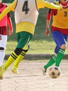 2-12 Years Old Kids Sports Socks, Baby Breathable Long Tube Socks, Boys Striped Football Socks, Suitable For Boys And Girls Outdoor Sports And Daily Wear - Green - View 2