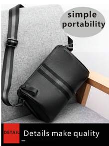 Mochila de lujo para hombres con diseño diagonal - Correa del hombro ajustable, gran capacidad, negra con adorno a rayas, adecuada para el trabajo diario, ocio empresarial, elegante adorno de cremallera, tratamiento de superficie texturizada, el regalo ideal perfecto para hombres. - Negro - Ver 5