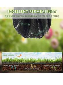 2m X 15m Control Membrane Garden Barrier Fabric Heavy Duty For Landscaping Driveway Gravel Artificial Grass Lawn Underlay Gadern Patios Garden Flower Beds, Black Woven Ground Cover - Black - View 4