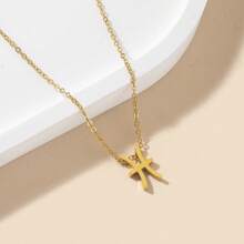 1 件装新款时尚不锈钢十二生肖 O 型链项链女款生日礼物 - 金黃色 - 查看 9