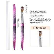 100% 纯 Kolinsky 3D 艺术指甲刷 VithGradient 粉色手柄，艺术设计粉指甲刷笔用于指甲延长和雕刻，丙烯酸应用工具