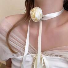 1 pieza Diadema elegante con flor de rosa para mujer, accesorio para el pelo simple y sexy trenzado, sujeta cola de caballo, encantador y grácil, para el Día de San Valentín, accesorios para el cabello, diadema turbante