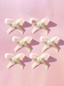 6 piezas Horquillas con moño lindo para mascotas, accesorios para el cabello con perlas y moños para fiesta de cumpleaños de perros y gatos