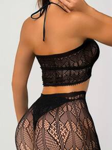Um Conjunto de Roupa Sexy Preta em Forma de Rosa para Mulheres, Lingerie Sexy Feminina