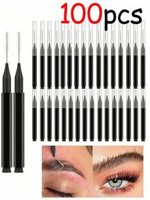 100 piezas Micro cepillo de cejas con tapa, cepillo de laminación de cejas, spoolies para cejas, pestañas, cepillo de cejas y pestañas, herramientas para rellenar, levantar y teñir cejas y pestañas, peine para extensiones