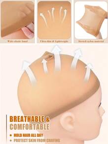 12PCS Beige Stocking Wig Caps, Closed End Mesh Hair Net, Stretchy Nylon Wig Caps For Women & Men - Brown - View 4