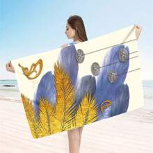 1pc Feather Pattern Extra Large Beach Towel - Soft, Light-Weight, Absorbent Polyester Bath Towel, Suitable For Travel, Swimming, Camping, Yoga, Beach Party, Fitness And Seaside Vacation, Perfect Gift For Family And Friends Mother's Day Flowers, Personalized Gifts For Mom, Last Minute Gifts, Mother's Day Ideas, Mothering Sunday Gifts, Handmade Cards For Mum, Best Mother's Day Gifts Under $50 Summer, Holiday