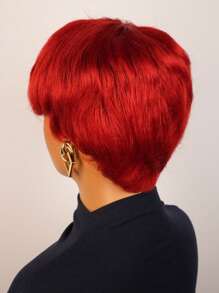 Red Hair Pixie Cut Wigs Human Hair Straight Wig Glueless Red Colored Wigs Short Layered Pixie Human Hair Wigs With Bangs Straight Hair, Perfect For Party, Cosplay, Daily Use Glueless Full Machine Made Wigs