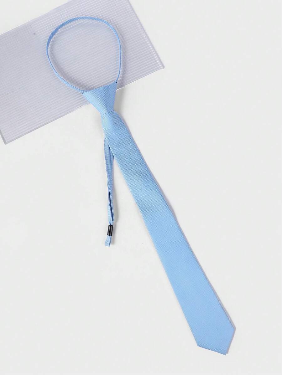 1pc Solid Color Casual & Business Woven Necktie, Suitable For All Seasons Men Necktie - Baby Blue - View 1