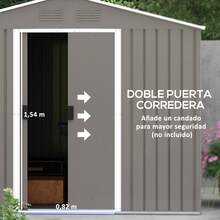 Outsunny Caseta de Jardín Exterior 3,6 m² 236x174x190 cm Cobertizo de Jardín Exterior con 2 Puertas Correderas Techo Inclinado y 4 Ventanas para Patio Terraza Gris Claro - Gris Claro - Ver 4