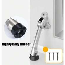 2 Pcs Door Stopper, Prevent Door From Slamming, Door Stop With Soft Rubber Bumper And Screws - Zinc Alloy - 13cm - 銀色 - 查看 2