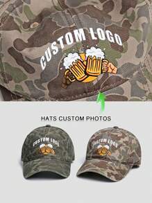 1pc Unisex Camouflage Hat Custom Personalized Add Logo Text Old Favorite Trucker Hat Dad Gift - Pattern Text Printing - View 4