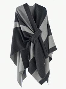 1 Áo choàng Poncho họa tiết kẻ caro đơn giản, thanh lịch, màu sắc tương phản dành cho nữ, thiết kế nhẹ nhàng, chống gió, ấm áp cho trang phục mùa xuân, thu và đông - Nhiều màu - Xem 16