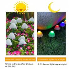 Luces solares en forma de seta de 3.5m/8m/12m, Luces solares en cadena tipo hadas para exteriores, Usadas para decoración de jardín, fiesta, paisaje, patio, terraza - Negro - Ver 7
