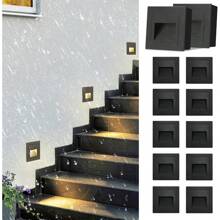YICALE Lampara Escalera Pared,8Pzs 3000K 3W,Lamparas de Pared Interior de Casas Aluminio,Impermeable Luces Para Escaleras Interiores,Lámpara de Pared Para Escalera,Recamara,Pasillo(Luz cálida,Negro) - Negro-10P - Ver 1