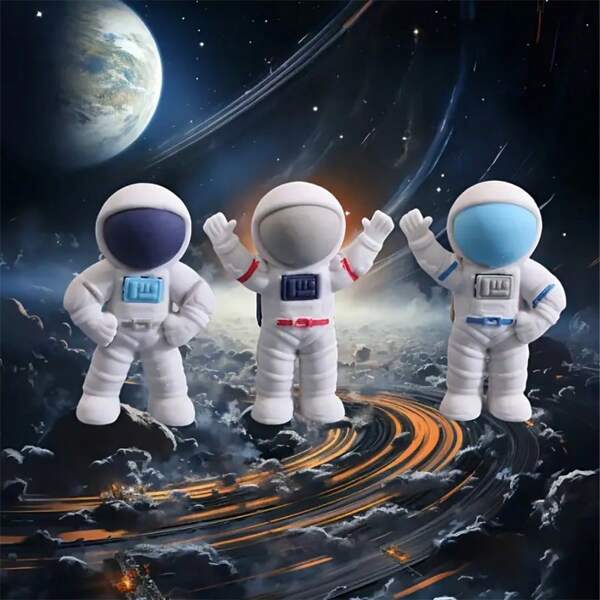 3 peças de borrachas mini-D multifuncionais de astronauta para o espaço sideral, acessórios portáteis e inovadores para estudantes, prêmios de presente fofos, borrachas pequenas ou materiais escolares para estudantes, presente de festa, volta às aulas