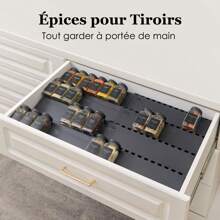 6 pièces organisateur de tiroir d'étagère à épices extensible en acrylique pour placard de cuisine, système d'organisation de tiroirs de 33 cm à 62 cm pour cuisine, placard