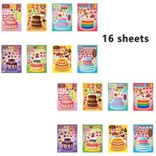 8/16pcs Sweet Dessert Cake Puzzle Stickers, Fruit Cake DIY Dress Up Sticker Decals, Holiday Party Gift Bag Filler Stickers, Birthday Gift Craft Sticker - Multicolor - View 7