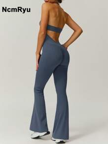 NcmRyu جمبسوت كاجوال للنساء مع أربطة رفيعة - ازرق ضبابي - مشاهدة 10