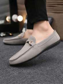 Mocasines casuales de slip-on para hombre, zapatos formales cómodos y de moda clásica, livianos - Gris - Ver 2