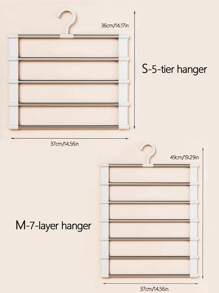 1pc 5 Layer/7 Layer Multifunctional Pants Hanger Ladder Style Folding Pants Rack Stainless Steel Trouser Clips Multilayer Non-Marking Storage Hanger - White - View 8