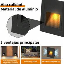 YICALE Lampara Escalera Pared,8Pzs 3000K 3W,Lamparas de Pared Interior de Casas Aluminio,Impermeable Luces Para Escaleras Interiores,Lámpara de Pared Para Escalera,Recamara,Pasillo(Luz cálida,Negro) - Negro-10P - Ver 3