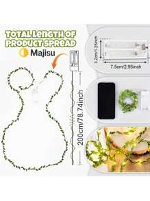 78 Inch Green Leaves Fairy Lights String, Wedding Dining Table Decor Lights, Indoor Wreath Holiday Decor Lights (Batteries Not Included), Suitable For Wedding Centerpiece, Backdrop Decor, Christmas Tree Ornaments