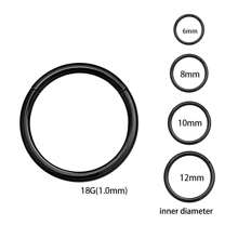 1pair 16G Surgical Stainless Steel Hinged Nose Ring Hoop Clicker Septum Cartilage Helix Daith Tragus Hoop Earrings Black 6mm 8mm 10mm 12mm Hypoallergenic Body Piercing Hoop For Women Men