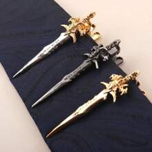 1 pieza Clip para corbata de hombre, con diseño de espada antigua, "Dolor helado", diseño de arma, en colores oro, plata, negro antiguo, de material de cobre, regalo de negocio para el padre o pareja