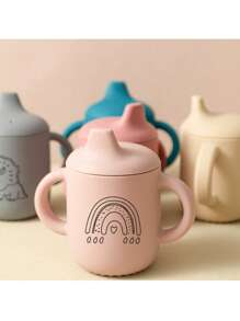 PopLittleOne 1PC硅胶婴儿吸管杯卡通图案婴儿杯子便携式婴儿水瓶固体婴儿餐具防漏婴儿奶瓶