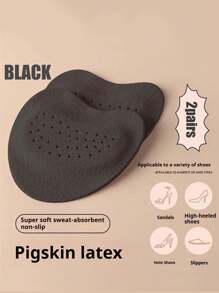 1-5 Pairs Leather Forefoot Pads For High Heels, Soft Shock-Absorbing, Sweat-Absorbing And Anti-Slip, Suitable For Summer Sandals, Self-Adhesive Invisible Anti-Slip Forefoot Pads - Black - View 5