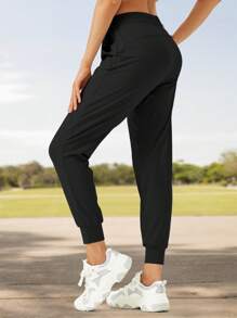 Women's Joggers Pants With Pockets Drawstring, Running Sweatpants For Lounge, Workout & Jogging - 黑色 - 查看 2