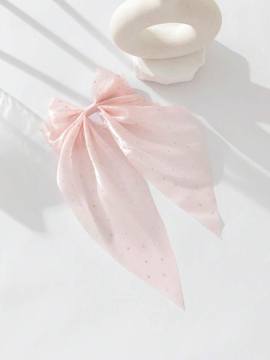 1 件超大蝴蝶结发夹，夏季发型配饰 - 淺粉色 - 查看 1