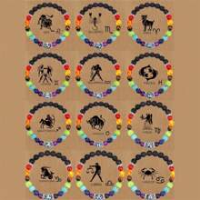 1pc 7 Chakra Bracelet Fashion Zodiac Bracelet Women Men Constellation Bracelet Jewelry Round Stone Beaded Prayer Yoga Bracelet Birthday Gift