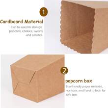 24/12pcs/1pc Brown Kraft Paper Popcorn Box, Fries Box, Candy Box, Suitable For Movie Theater, Mall, Party, Christmas