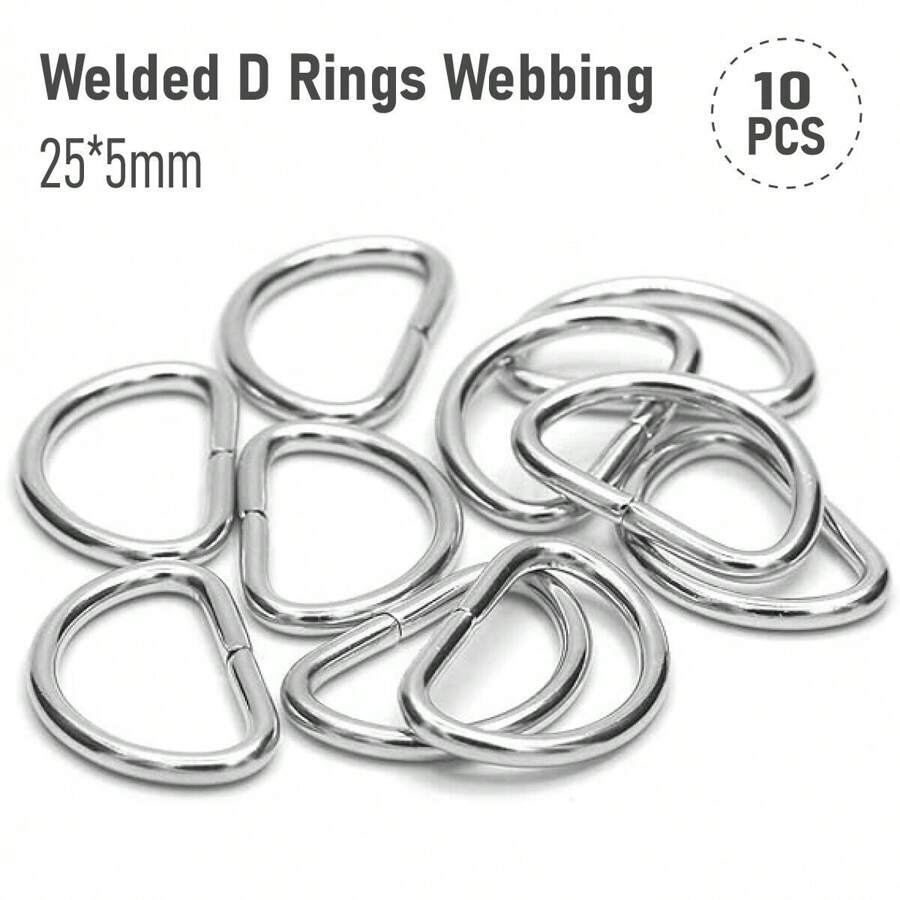 NetHong 10/20PCS 25*5mm Welded D Rings Webbing And Leather Craft UK Stock~ - Silver - View 1