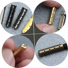 GLSTOY 100Pcs Punta Metálica Para Cordones De Zapatos Reemplazo De Agujetas Con 4 Agujeros Accesorios Para Reparación De Calzado En Colores - Negro - Ver 3