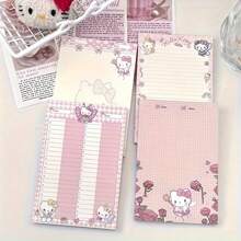 Sanrio (Losowy wzór) 1 zestaw/4 szt. Sanrio Memo Notebook Naklejki z imieniem Naklejki projektowe Urocze kreskówkowe notatki KT Nowy notatnik KT Cat Urocze naklejki Bardzo atrakcyjne Grube, rozrywalne notatki
