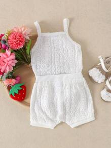 2-teiliges Set für Babys und Mädchen, süßer, bequemer Strampler mit Trägern und Shorts, leichter Sommer, Cut Out